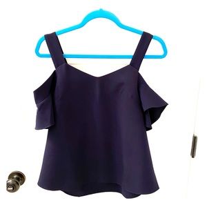 Cold shoulder navy blue top